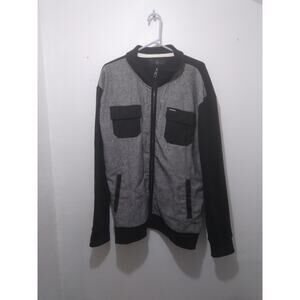 Marc Ecko XXL Black & White Long Sleeve Zip Up Collard Coat